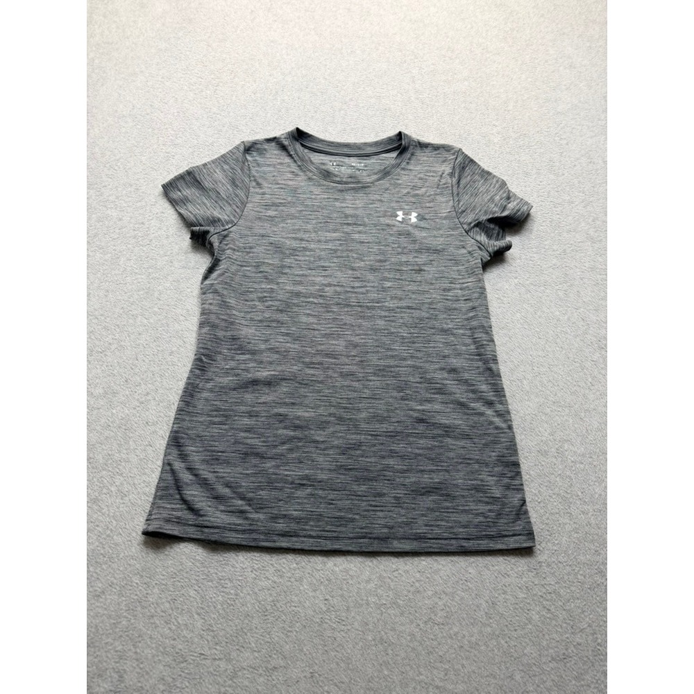 Under Armour HeatGear Grey Heather Space Dye Short Sleeve Workout Top Medium